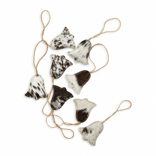 Christmas Bell Hair-On Hide Ornament Set In Black