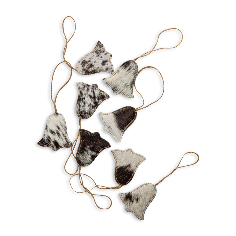 Christmas Bell Hair-On Hide Ornament Set In Black