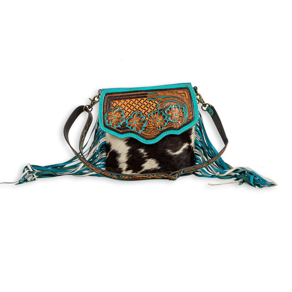 Creek Blossom Fringed Hand-Tooled Bag