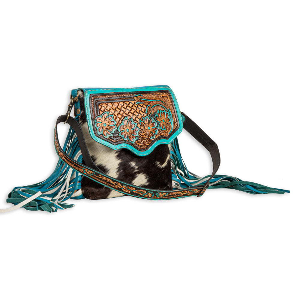 Creek Blossom Fringed Hand-Tooled Bag