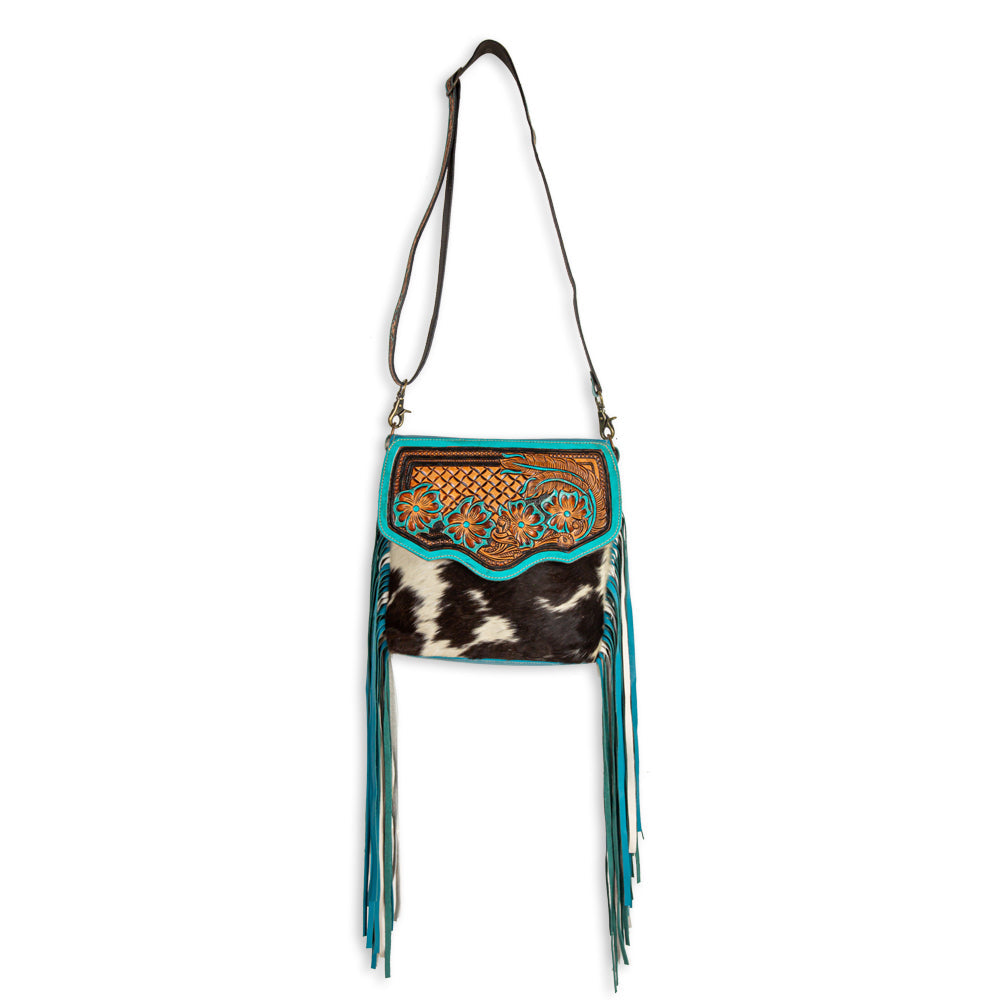 Creek Blossom Fringed Hand-Tooled Bag