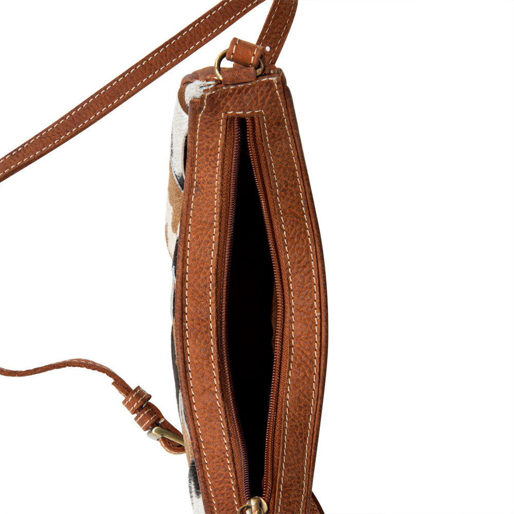 Pecos Rising Weave Pattern Swoop Bottom Leather Hairon Bag