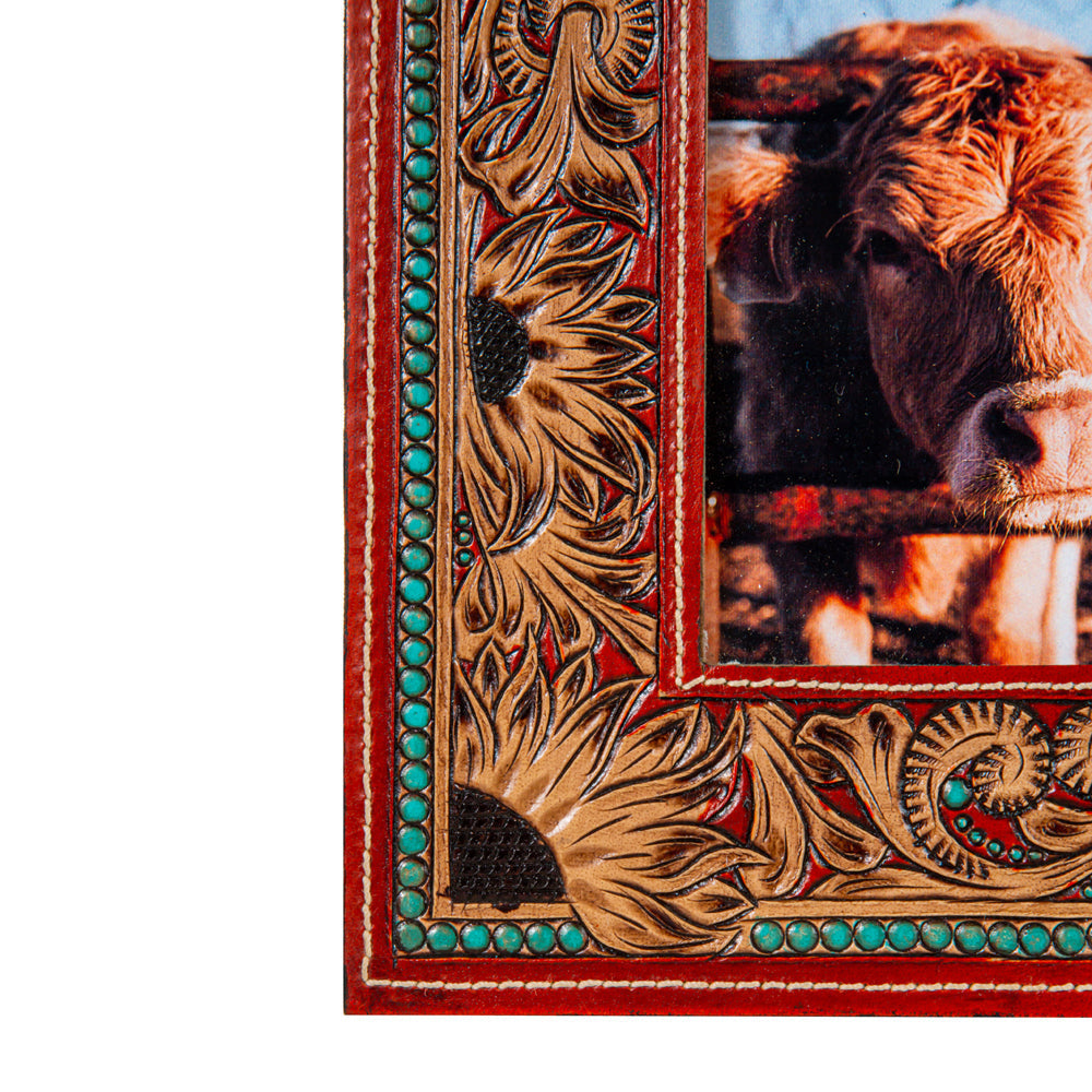 Devonnieâ€™s Sunflowers Hand-Tooled Photo Frame