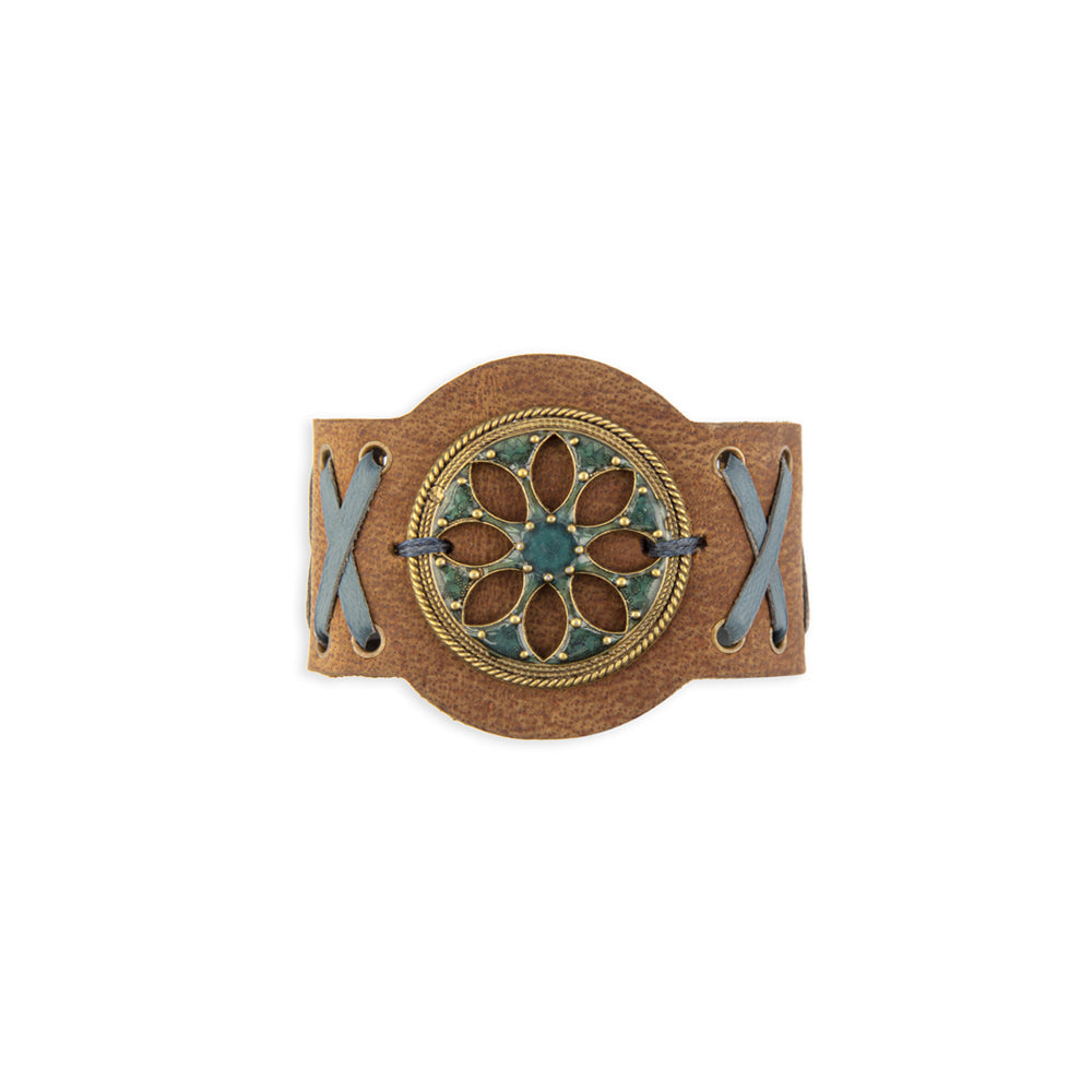 Wind Song Leather & Medallion Cuff Bracelet