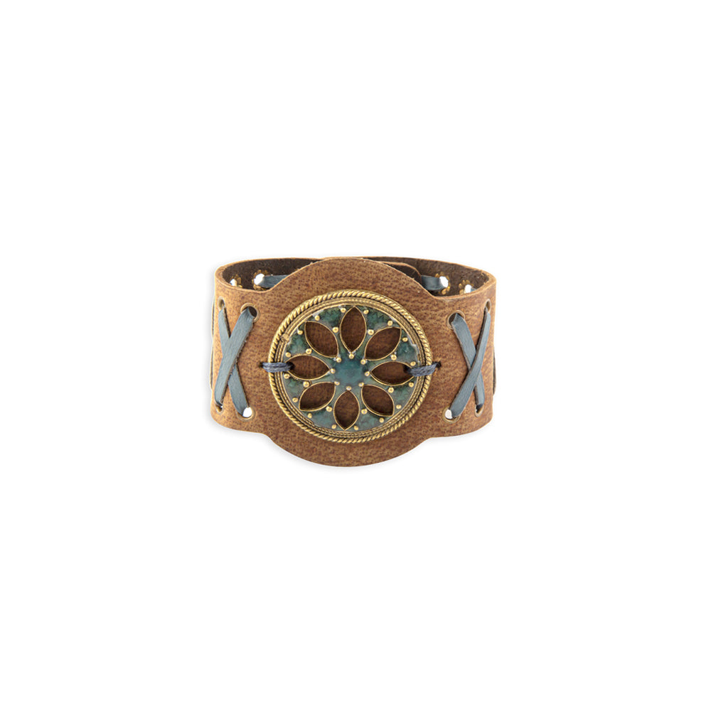 Wind Song Leather & Medallion Cuff Bracelet