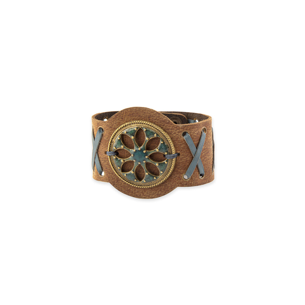 Wind Song Leather & Medallion Cuff Bracelet