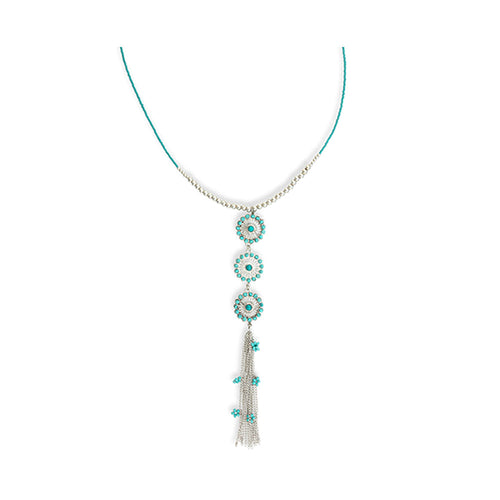 Bloom Flower Mini Concho Tassled Necklace