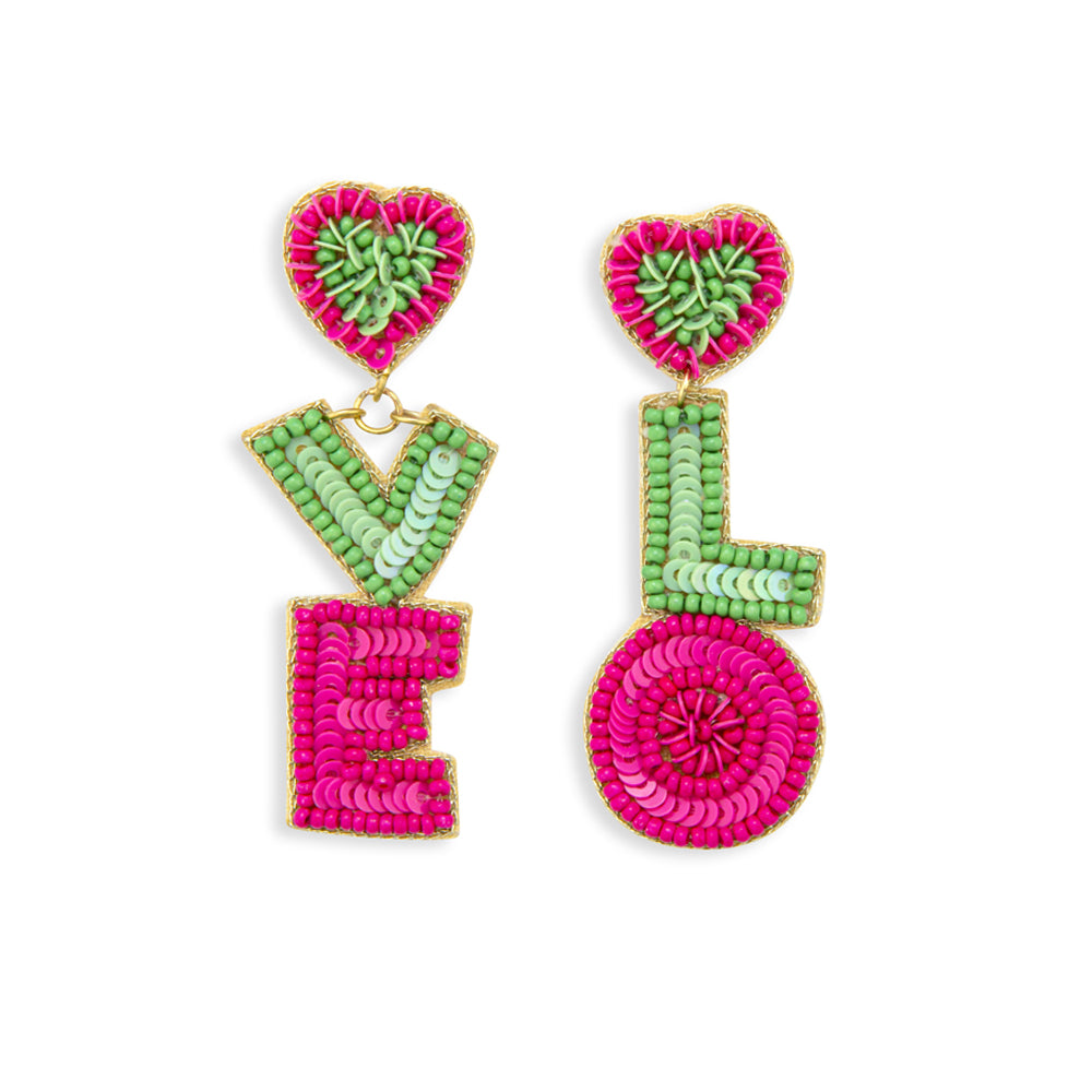 Letters of Love Beaded Earrings