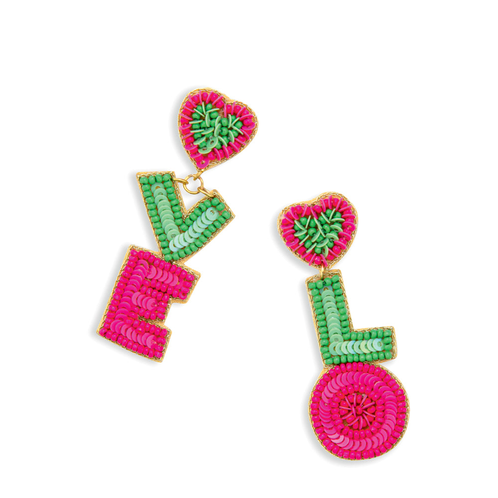 Letters of Love Beaded Earrings