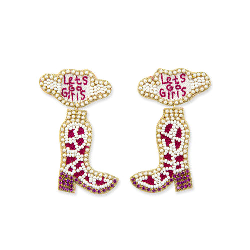 Letâ€™s Go Girls Beaded Boot Earrings