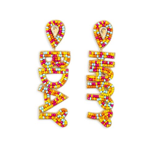 Ã¢â‚¬Å“Happy BdayÃ¢â‚¬Â Beaded Earrings