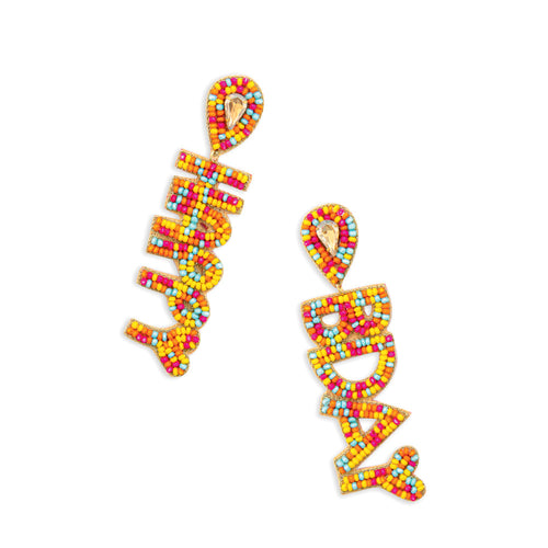 Ã¢â‚¬Å“Happy BdayÃ¢â‚¬Â Beaded Earrings