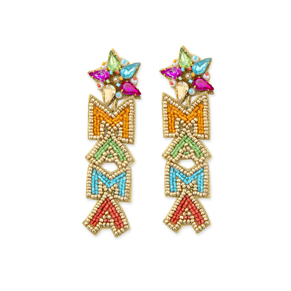 Ã¢â‚¬Å“MamaÃ¢â‚¬Â Beaded Earrings