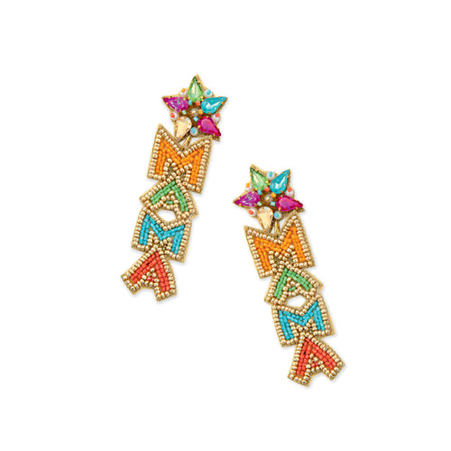 Ã¢â‚¬Å“MamaÃ¢â‚¬Â Beaded Earrings