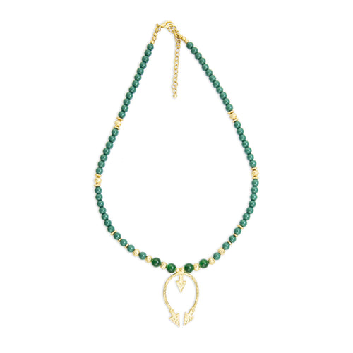 Looping Arrow Faux Malachite Necklace