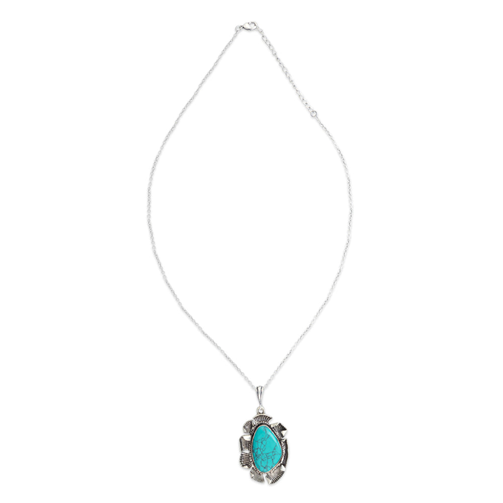 High Sierra Turquoise & Silver Tone Crafted Necklace