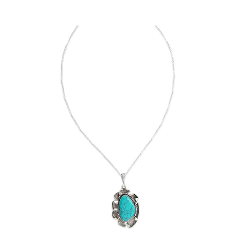 High Sierra Turquoise & Silver Tone Crafted Necklace