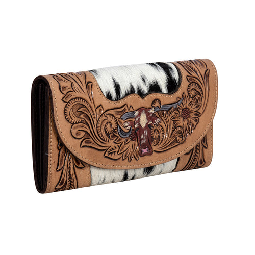 Moonflower Falls Hand-Tooled Clutch Wallet
