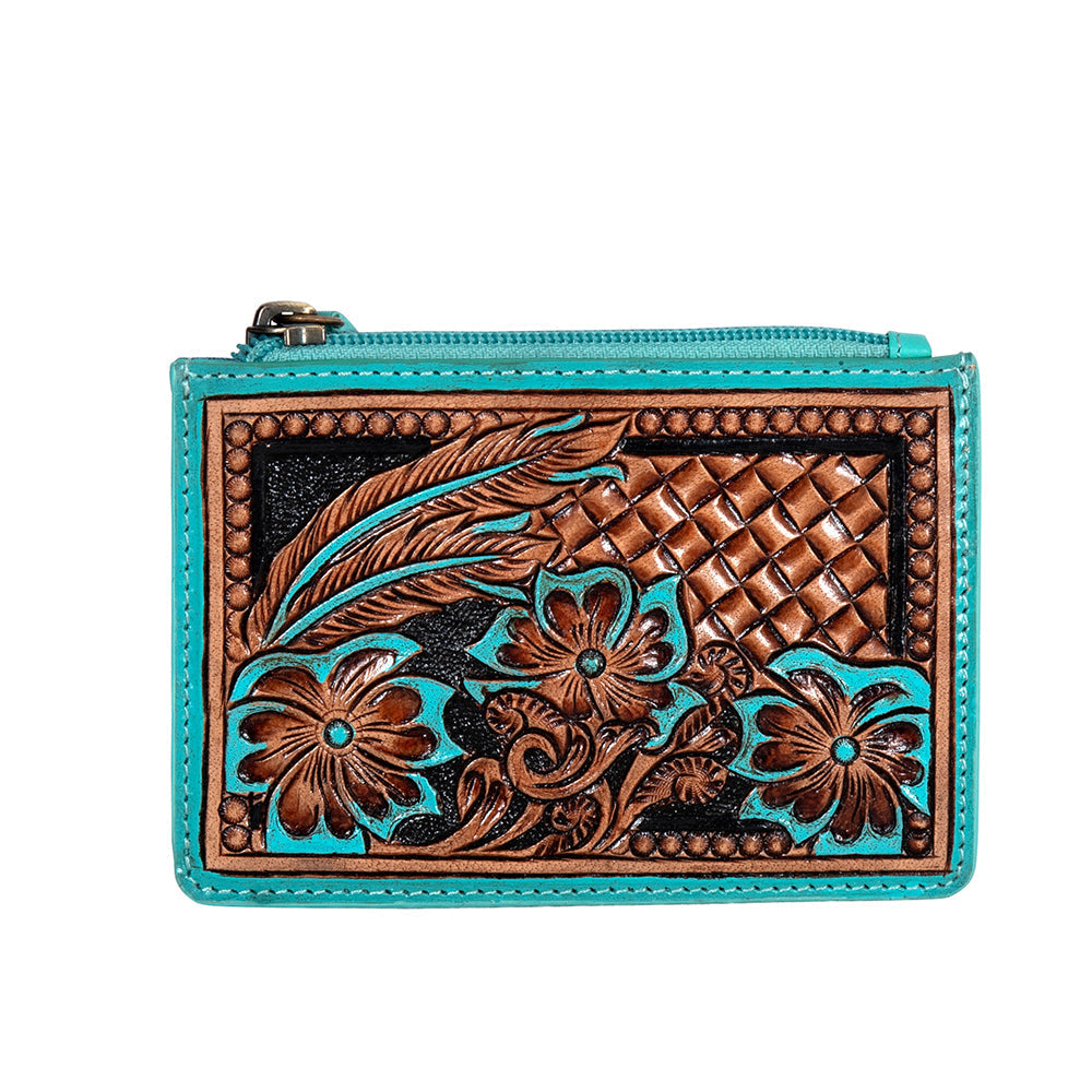 Prairie Morn Blooming Hand-tooled Card Holder