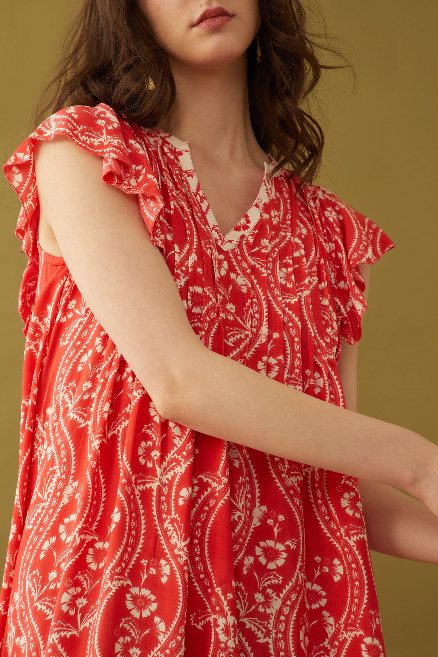 Tangerine Floral Splendor Dress