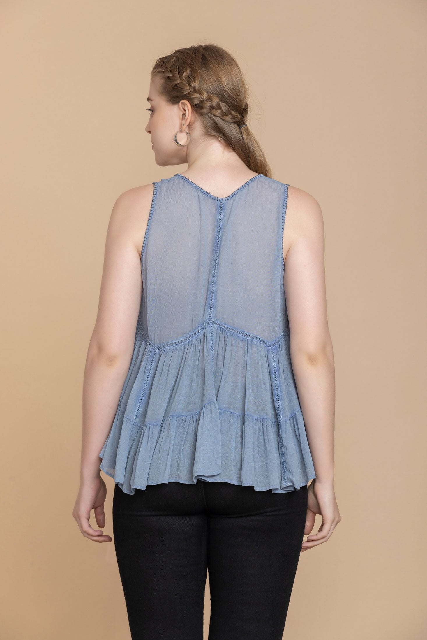 Bohera Faustina Washed Top in Blue