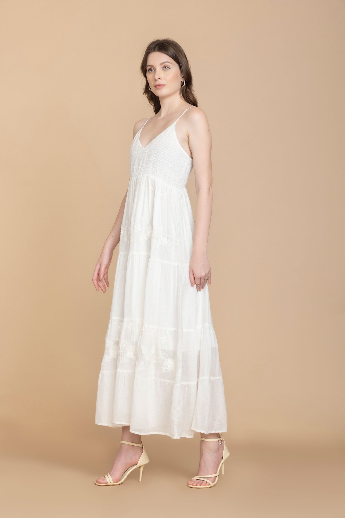 Bohera Adora Embroidered Smocking Tiered Dress