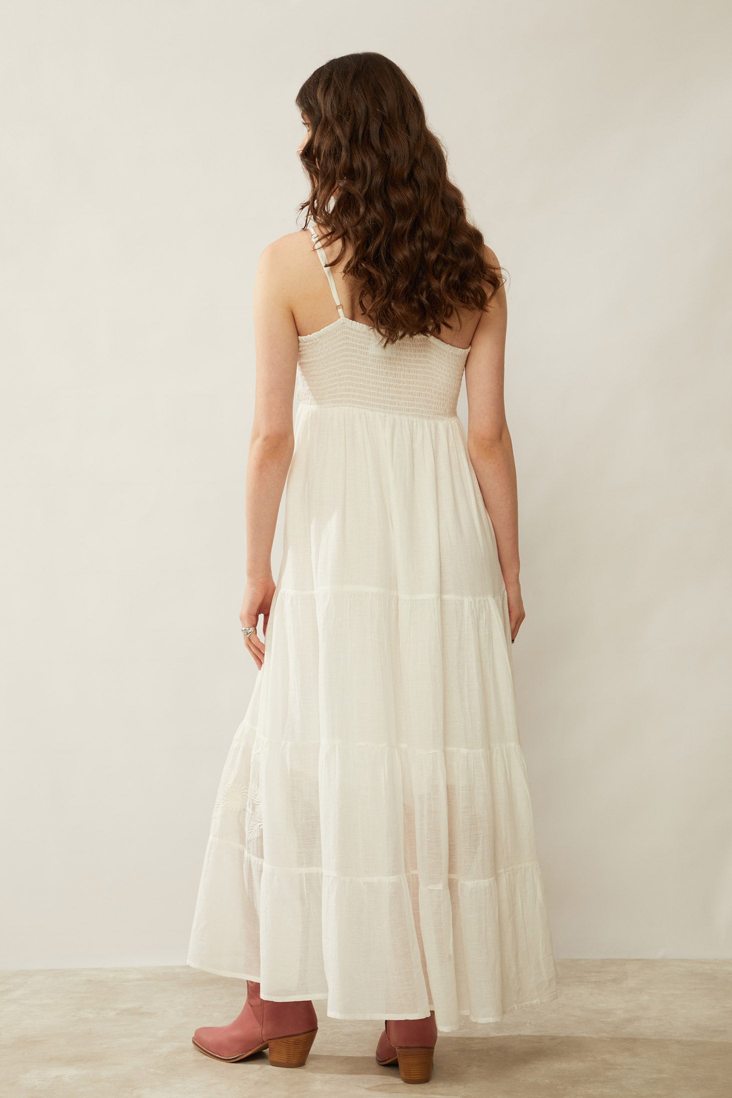 Bohera Adora Embroidered Smocking Tiered Dress