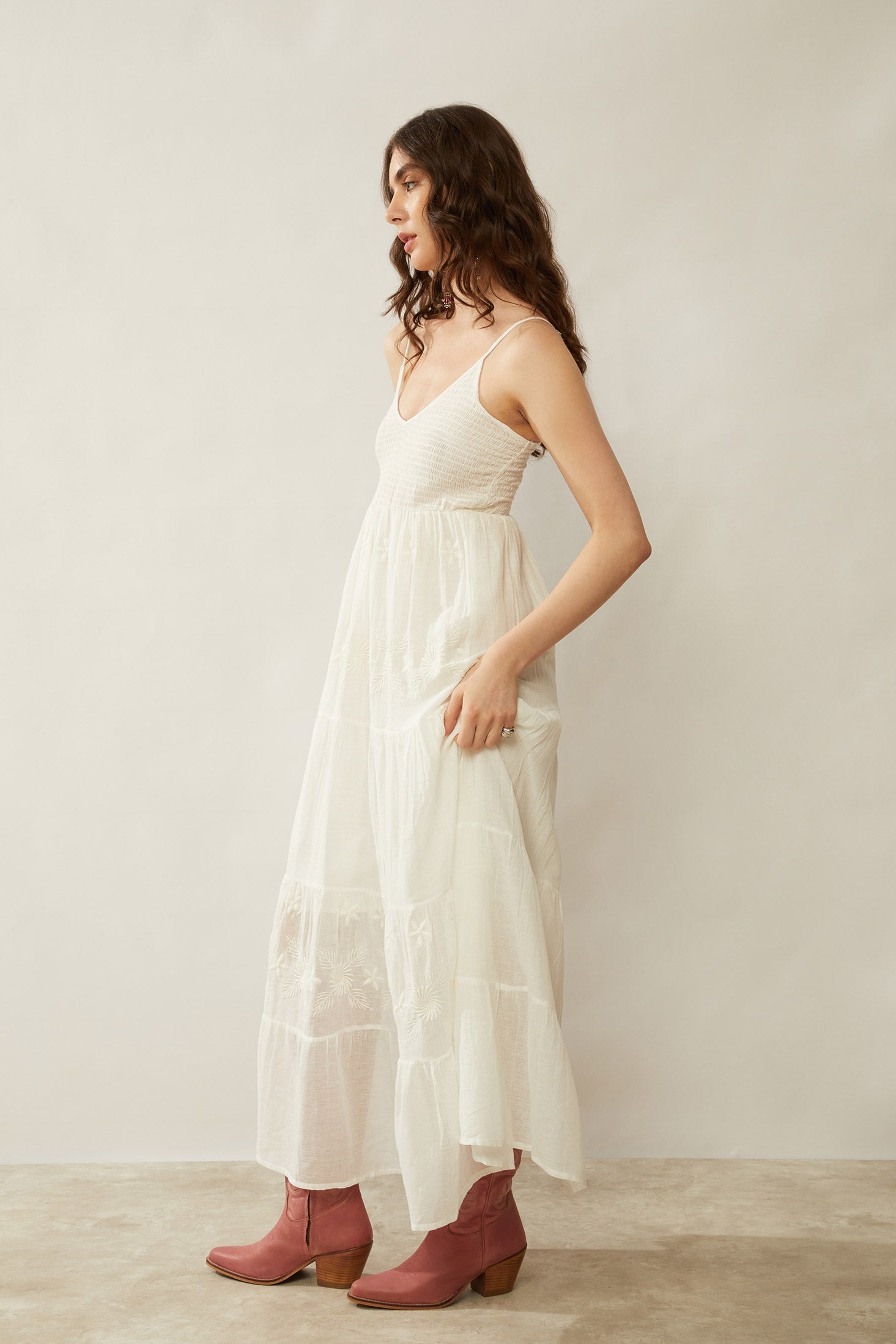 Bohera Adora Embroidered Smocking Tiered Dress