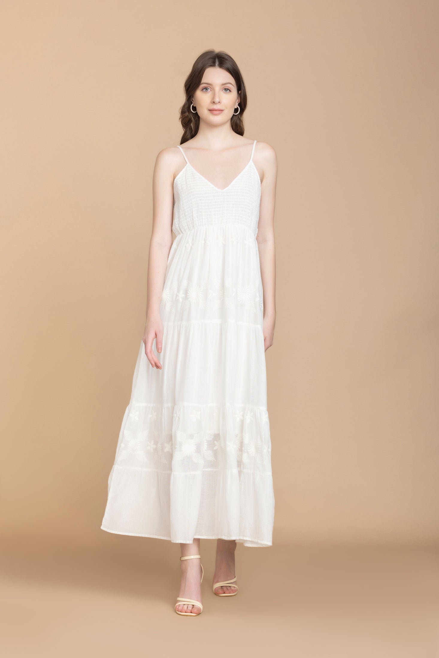 Bohera Adora Embroidered Smocking Tiered Dress