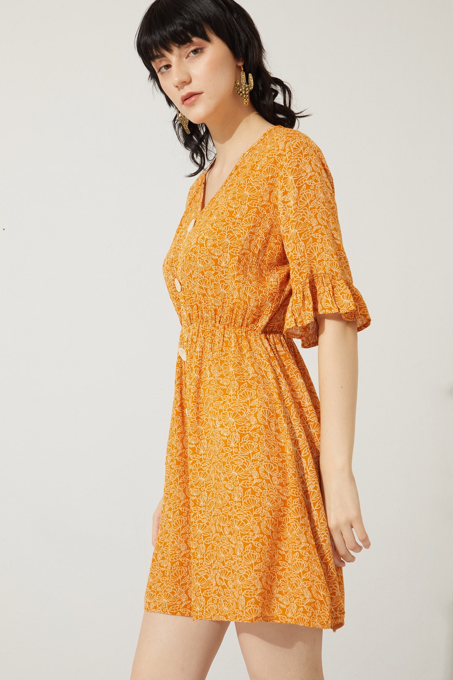 Golden Poppy Drop Waist Dress