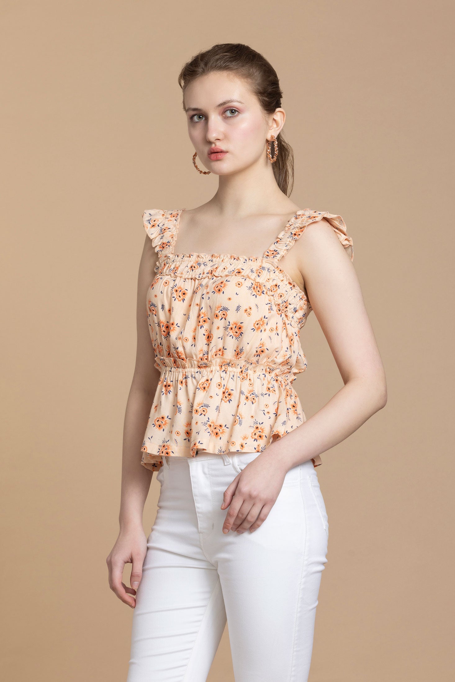 Bohera Sashiko Floral Peplum Top