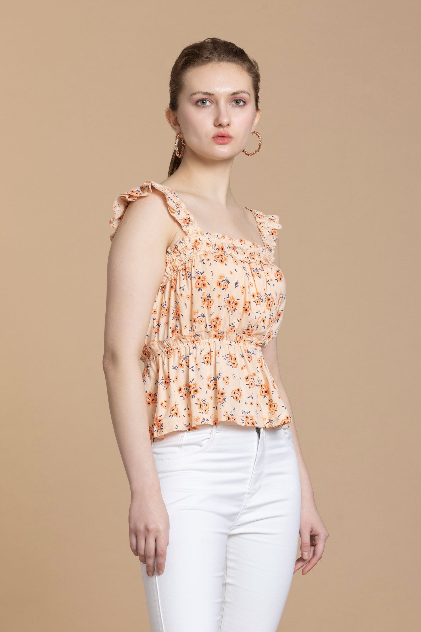 Bohera Sashiko Floral Peplum Top