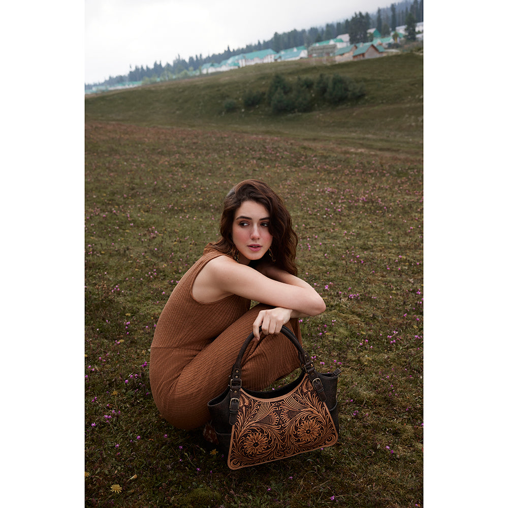 Rolling Plains Hand-tooled Hand Bag