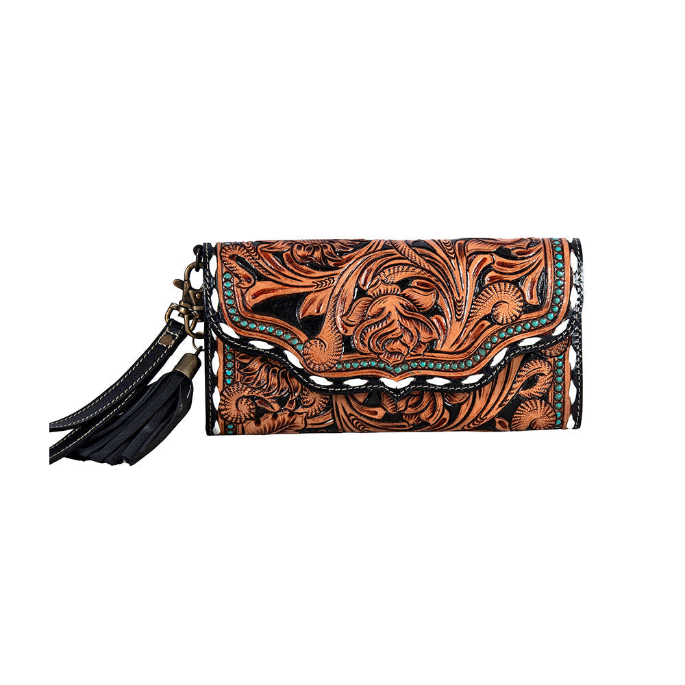 Prairie Rose Hand-Tooled Wallet