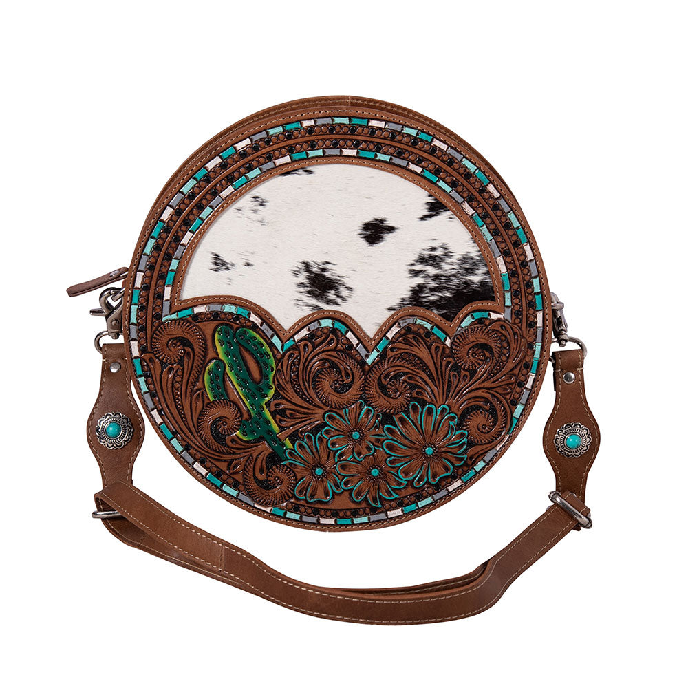 Prairie Dreams Hand-Tooled Round Bag