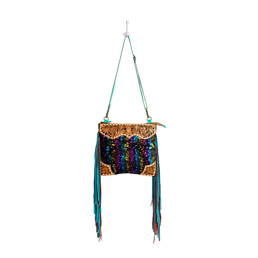 Galaxy Fire Fringed Hand-Tooled Bag