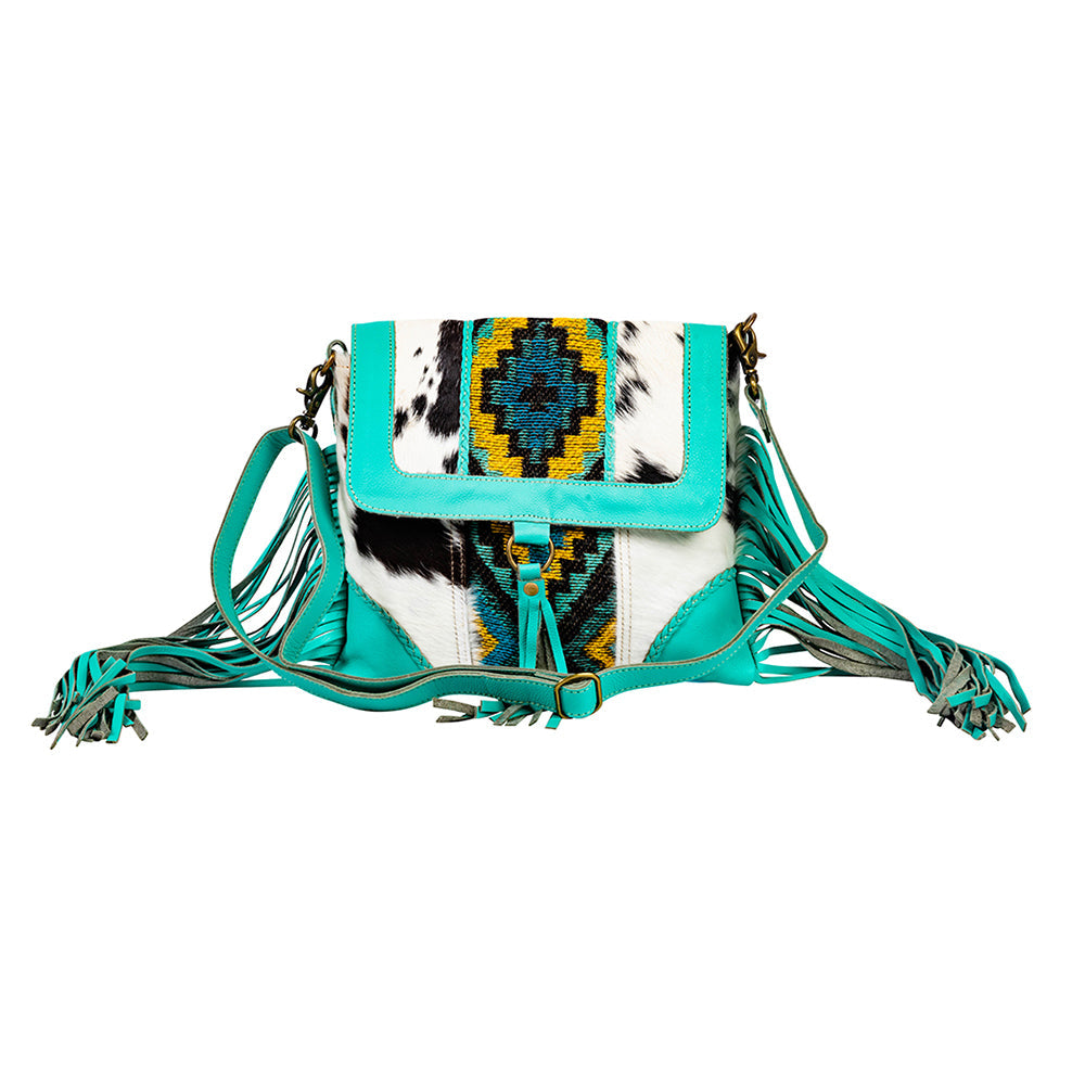 Tonga Ridge Canvas & Hairon Bag In Turquoise