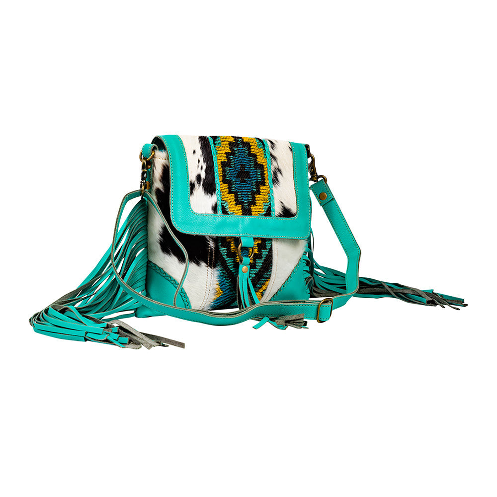 Tonga Ridge Canvas & Hairon Bag In Turquoise