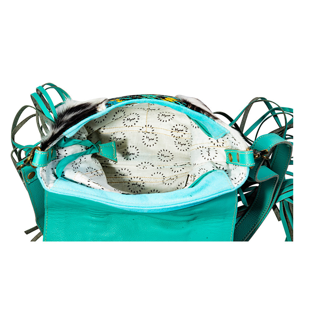 Tonga Ridge Canvas & Hairon Bag In Turquoise