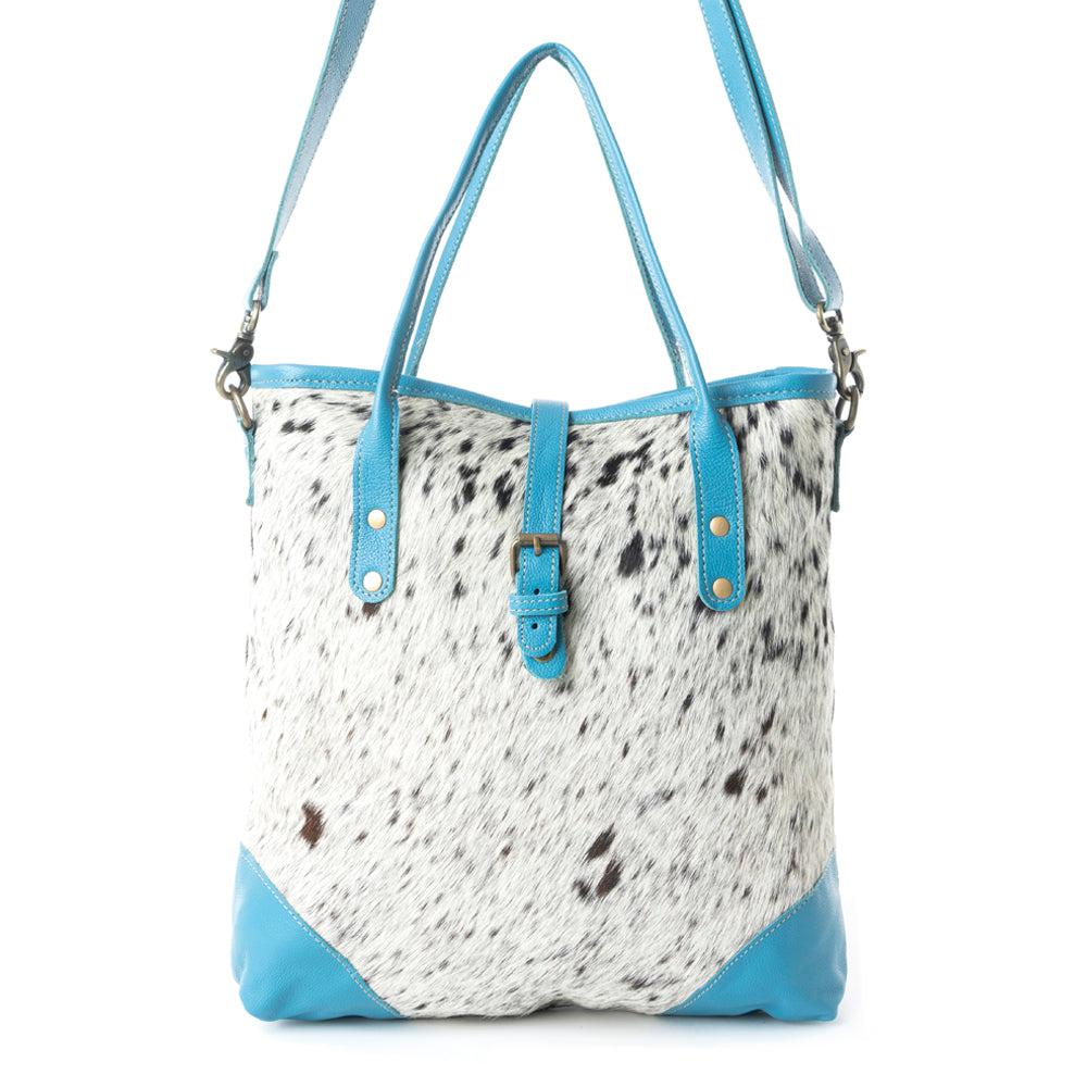 Pecos Pointe Canvas & Hairon Bag In Blue