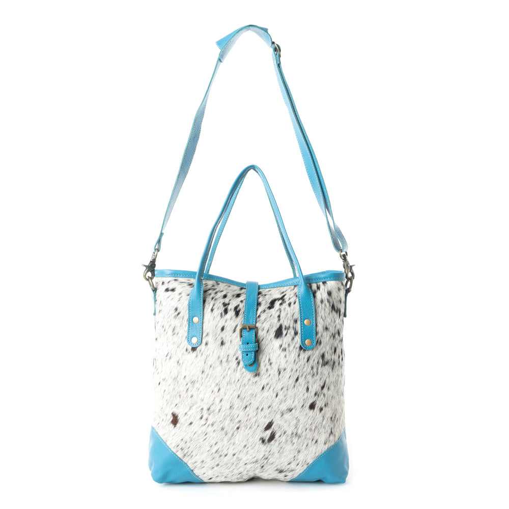 Pecos Pointe Canvas & Hairon Bag In Blue