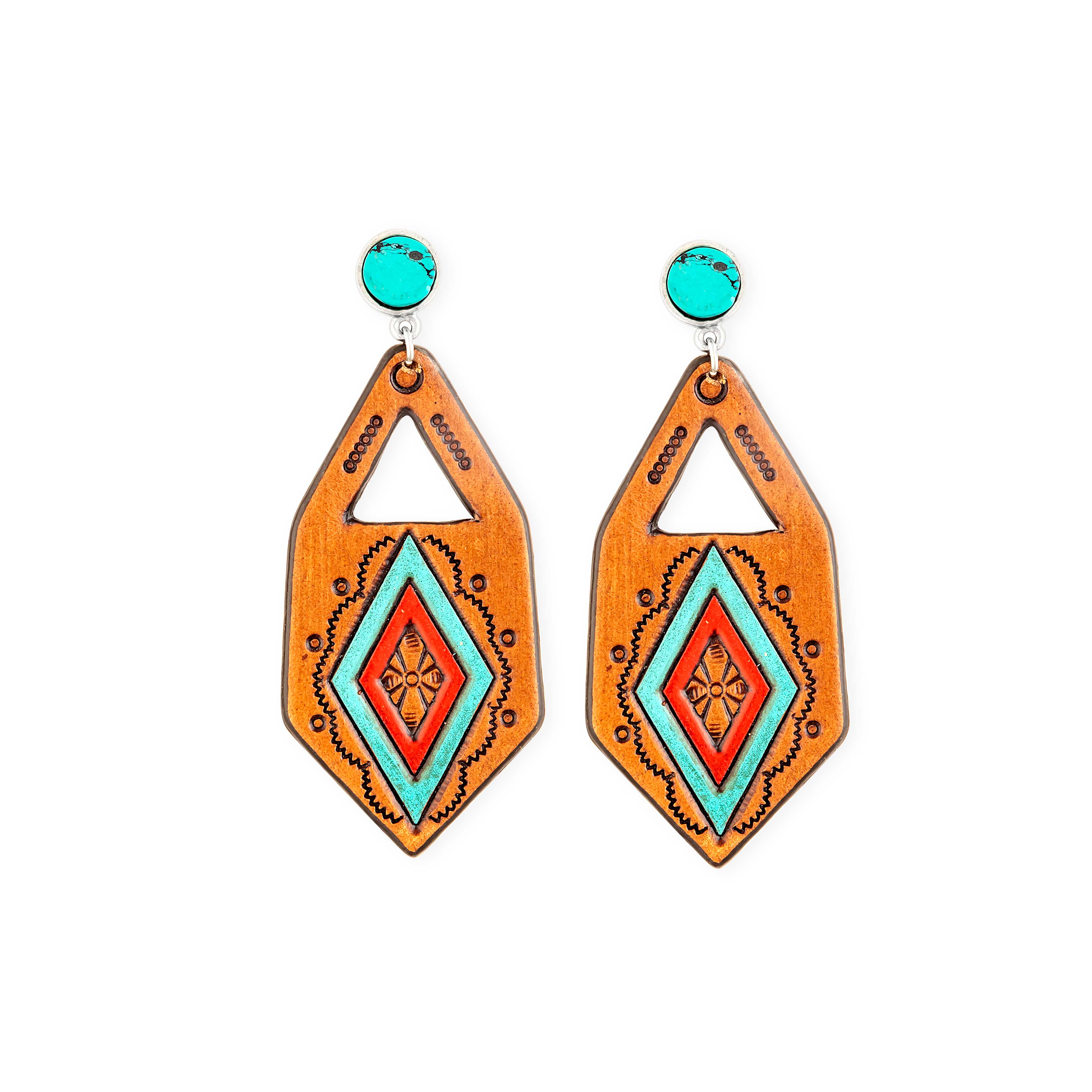 Pamarina Falls Hand-Tooled Leather Earrings