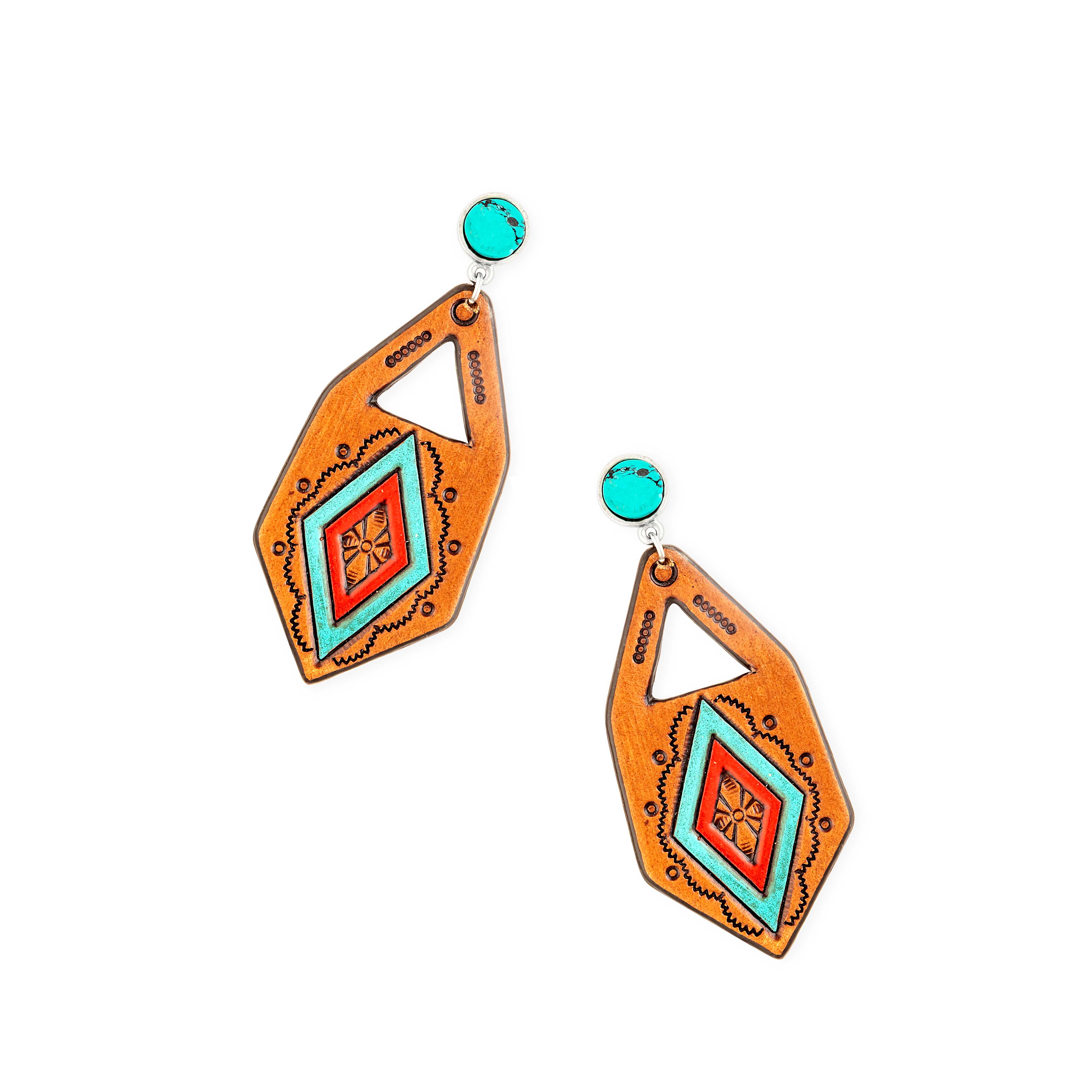 Pamarina Falls Hand-Tooled Leather Earrings