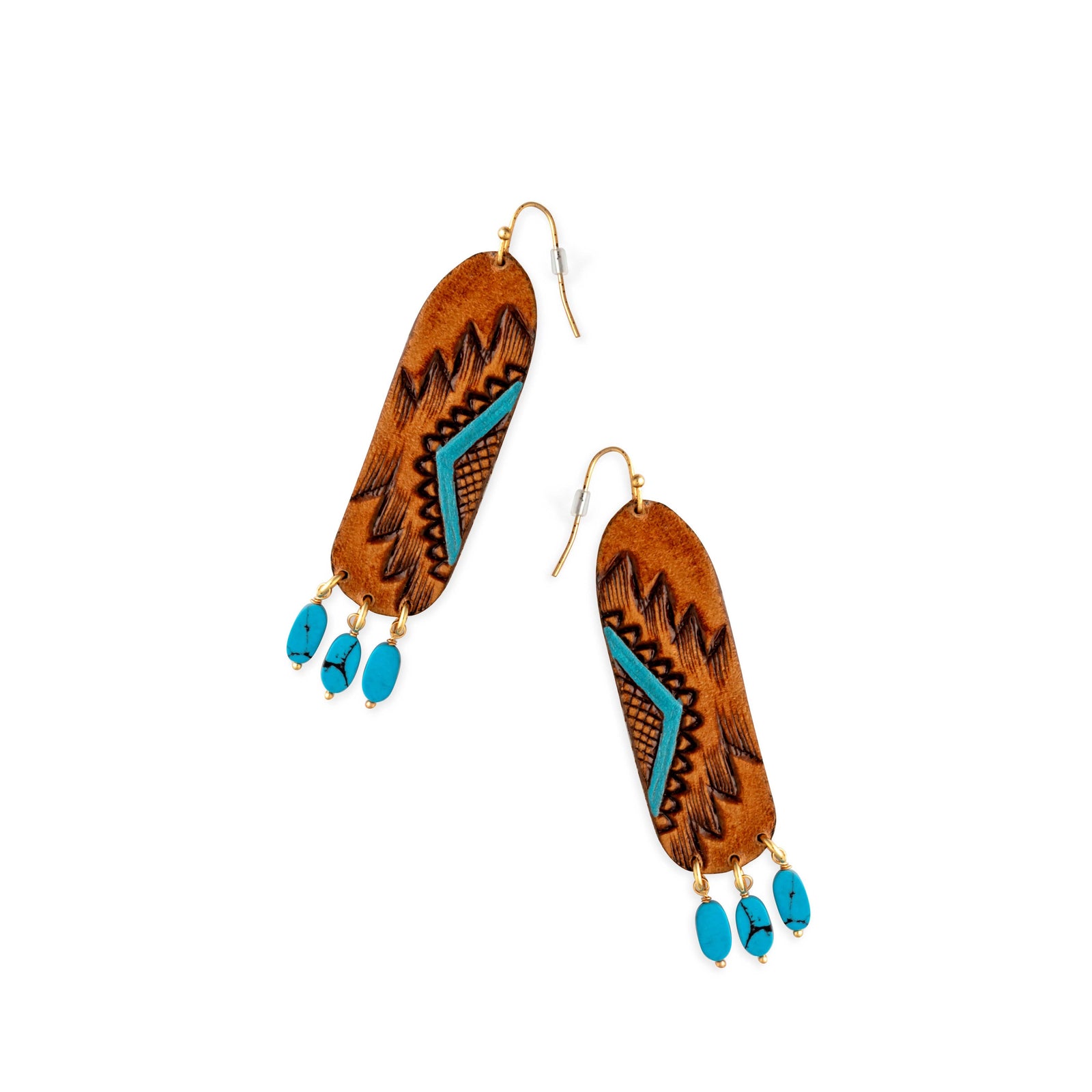 Totem Hand-Tooled Leather Earrings