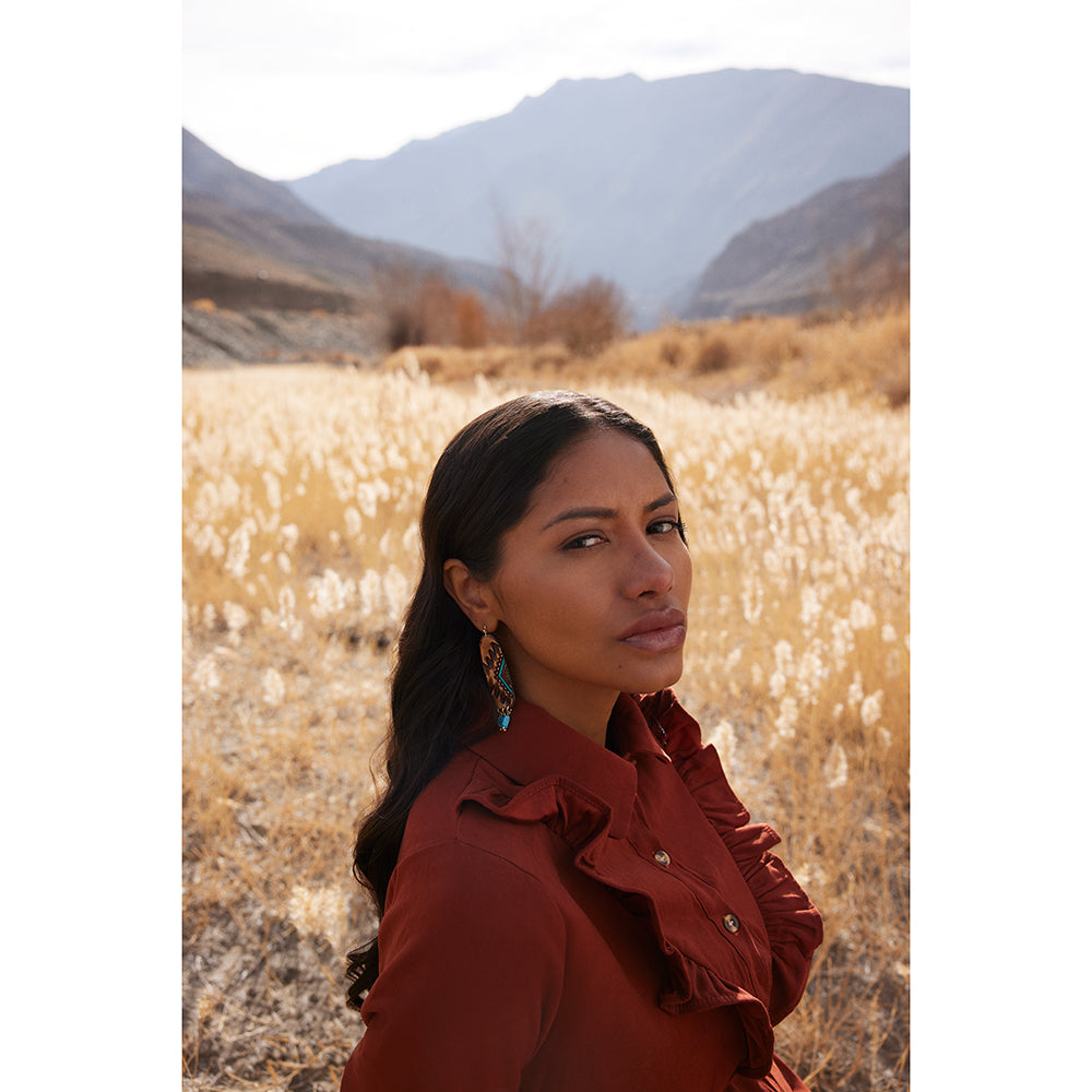 Totem Hand-Tooled Leather Earrings
