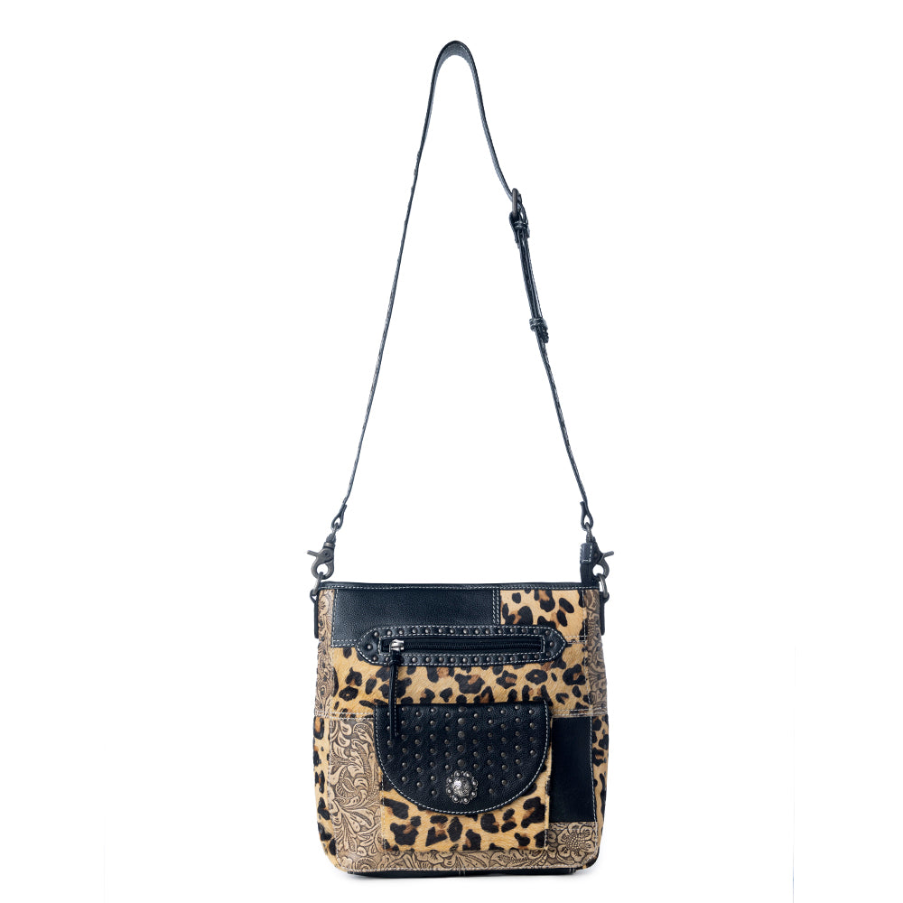 Jaguar Trail Hand-tooled Leather & Hairon Bag