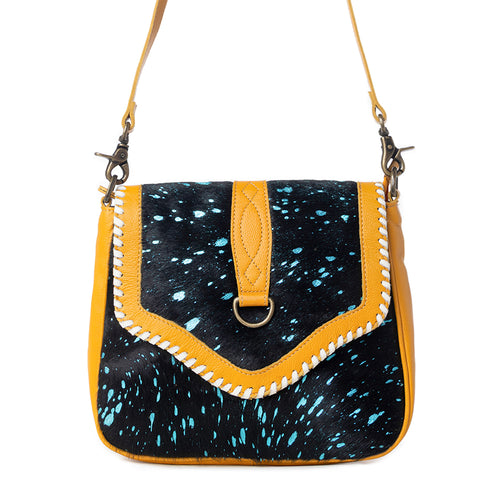 Skyviews Leather & Hairon Bag in Yellow