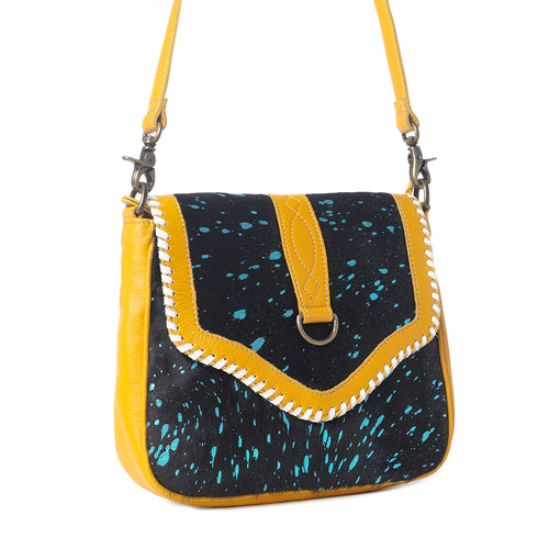 Skyviews Leather & Hairon Bag in Yellow