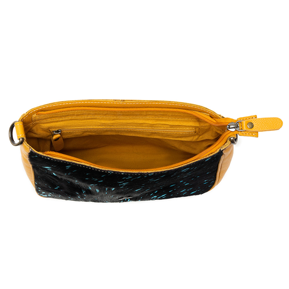 Skyviews Leather & Hairon Bag in Yellow