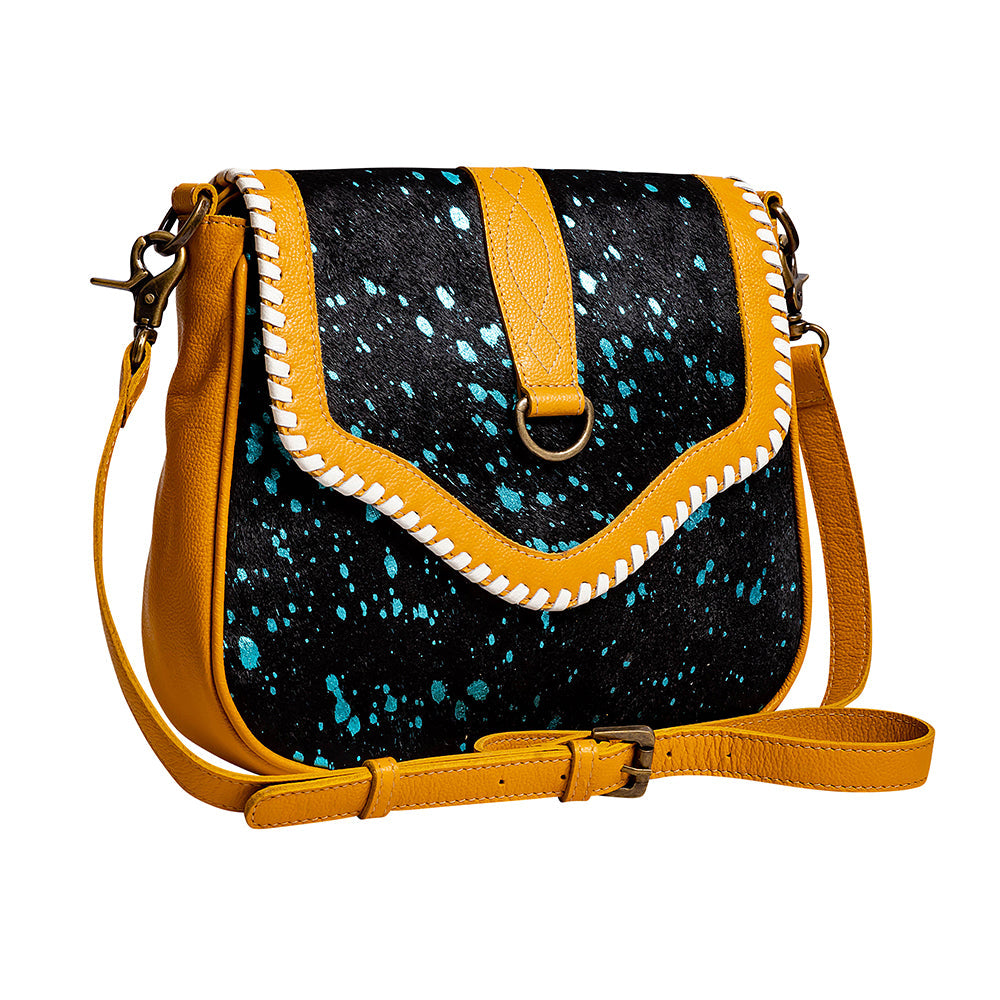 Skyviews Leather & Hairon Bag in Yellow